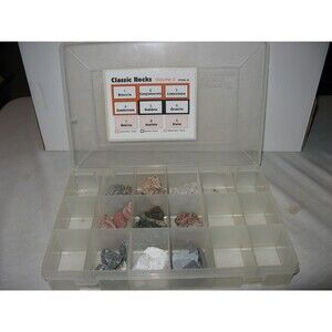 Collection Of Classic Rocks & Minerals Rock Box 9 Differnt Kinds of Rocks